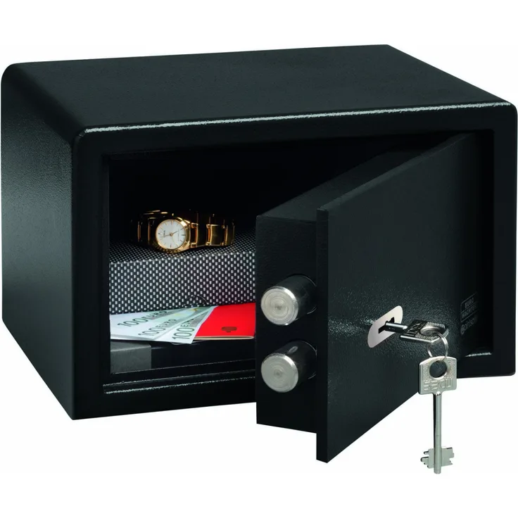 BURG-WÄCHTER Möbeltresor mit Doppelbartschloss, Wand- und Bodenbefestigung, PointSafe P 1 S, Schwarz