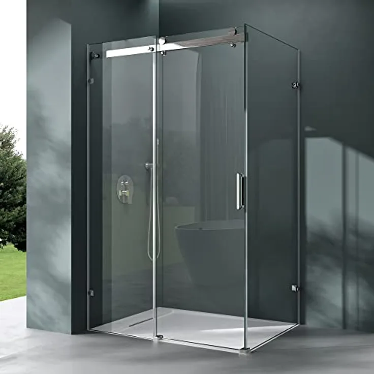 Mai & Mai Eckdusche Duschkabine Schiebetür Rechteckig 8mm ESG mit Nano R17-2, BxT: 100x70 cm, Klarglas