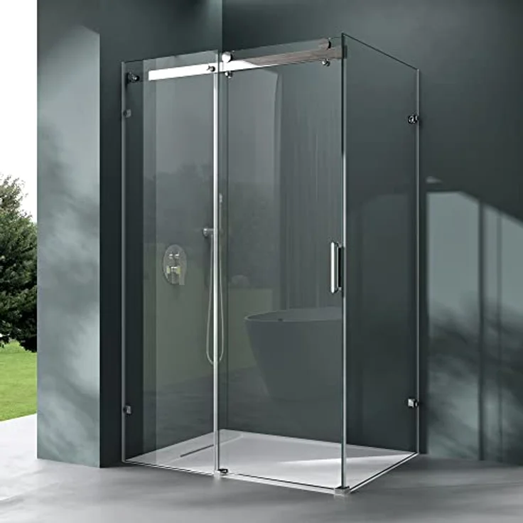 Mai & Mai Eckdusche Duschkabine Schiebetür Rechteckig 8mm ESG mit Nano R17-2, BxT: 100x70 cm, Klarglas – Bild 1