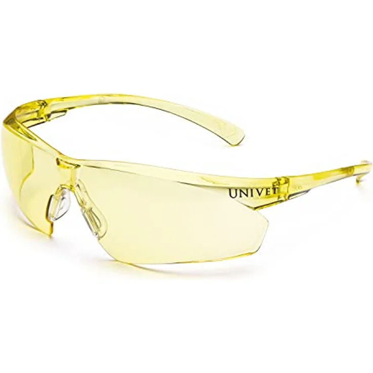 UNIVET Schutzbrille 505U EN 166, EN 170, elastische Struktur, gelbe Bügel und Scheibe, Anti-Kratz und Anti-Beschlag, leicht (24 g) – Bild 2
