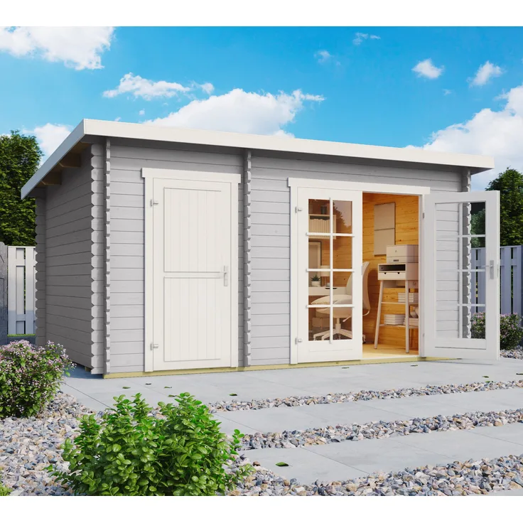 LASITA MAJA Gartenhaus Belmont 1, BxT: 400x270 cm, massives Fichtenholz, Doppeltür Plexiglas, inkl. Montagematerial und Fußboden, Gartenhaus in natürlicher Optik