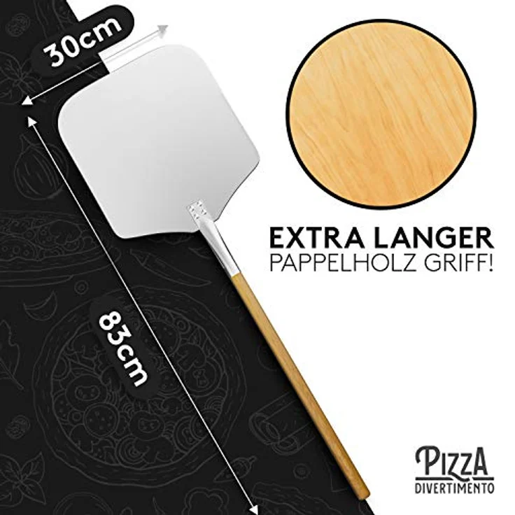 Pizza Divertimento Pizzaschieber Pizzaschaufel aus rostfreiem Aluminium (83 cm)- Praktisches & Robustes Gewinde Pizzaheber mit abgerundeten Kanten – Bild 3
