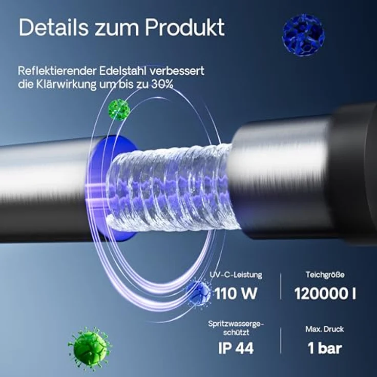 SunSun CUV-7110 Edelstahl Teichklärer Wasserklärer Lichtfilter 110W - Sunsun – Bild 4