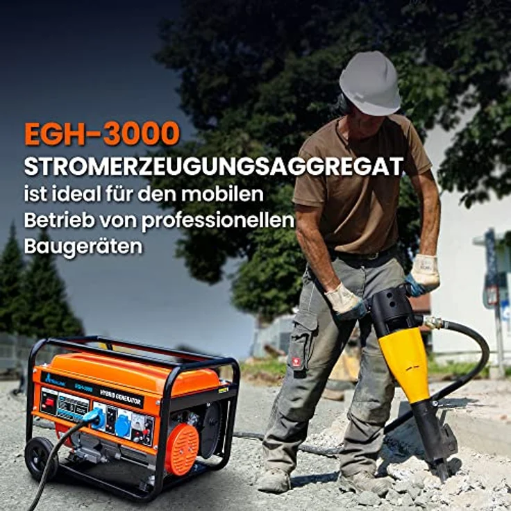 Extralink EGH-3000 Stromgenerator Hybrid Gas LPG CNG Benzin 3kW 1F Generator 3000W Tankvolumen 15L Easy-Start 2x AC 230V Camping, Schwarz – Bild 8