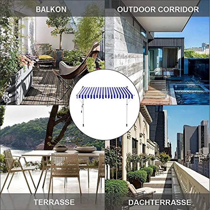 Klemmmarkise 300 cm Balkon Markise Sonnenschutz Terasse Fenstermarkise Creme – Bild 5