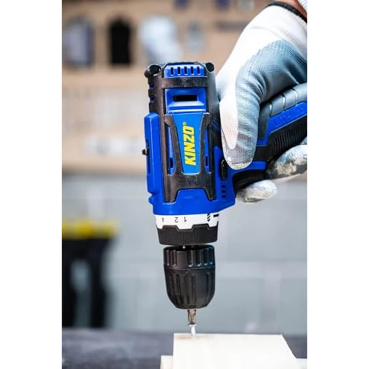 KINZO Akkuschrauber 14.4V, Akku Bohrmaschine für Holz, Metall und Kunststoff mit LED Licht, 1300mAh Li-Ion, Blau – Bild 5