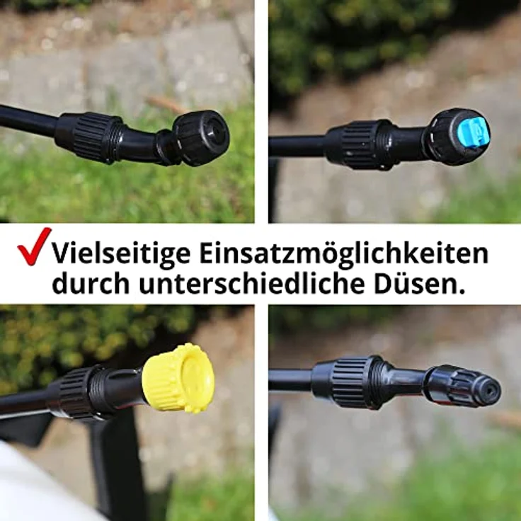 HECHT Drucksprüher Akku 10l, Rückenspritze mit 2,5 Ah Lithium-Ionen Akku, 4 Düsen, ergonomischem Schultergurt und 50 cm Lanze – Bild 3
