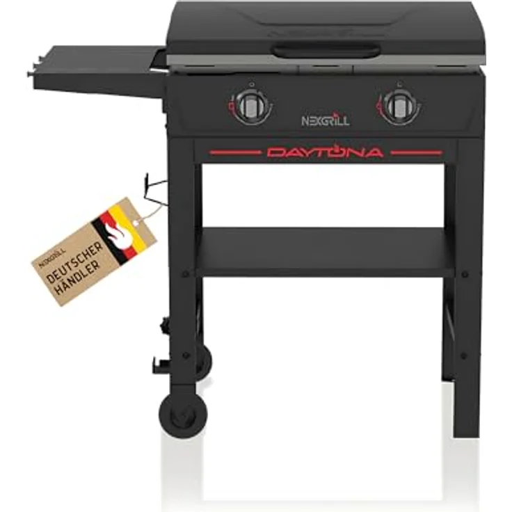 Nexgrill 2-Brenner Plancha Gasgrill, kompakter Standgrill mit keramikbeschichteter Grillplatte und 10 kW Leistung für Garten, Balkon & Outdoor BBQ – Bild 1