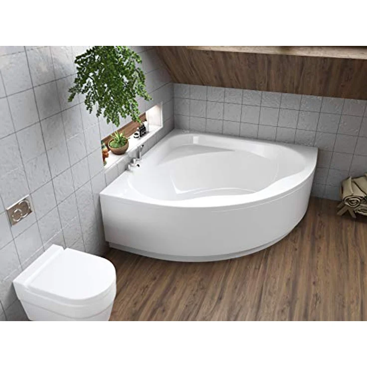 Polimat BADLAND Eckbadewanne STANDARD, 150x150 cm, Weiß Acryl, 4in1 Komplettset mit automatischer Chrom Ablaufgarnitur, inkl. Acrylschürze und Füßen, Made in EU – Bild 2