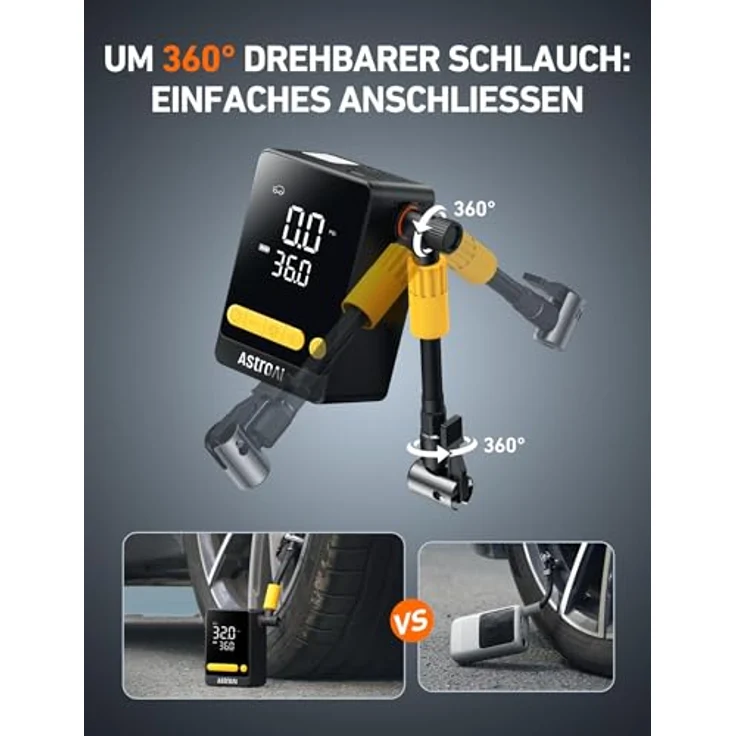 AstroAI L10, Elektrische Luftpumpe mit 150 PSI, kabellos, 5 voreingestellte Modi, kompakt und tragbar mit LED-Hintergrundbeleuchtung – Bild 5