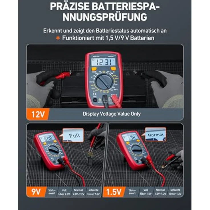 AstroAI Multimeter Digital Multimeter mit Ohm Volt Ampere Spannung Tester Messung – Bild 5