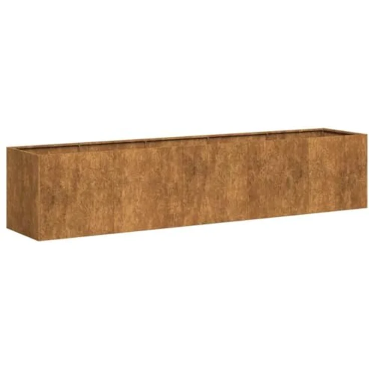 vidaXL Pflanzkübel Rostig 200x40x40 cm Wetterfester Stahl, Garten-Garten-Pflanzgefäß, Hochbeet - Brauner Stahl – Bild 1