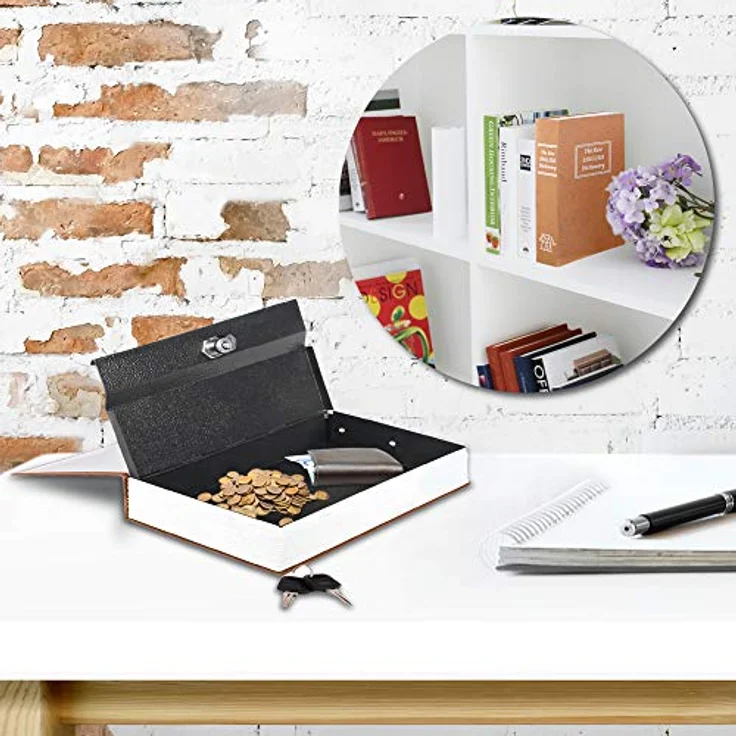 Buchtresor XXL Buchsafe Tresor Büchersafe Geldkassette als Buchattrappe Bücherregal-tresor für Zuhause und auf Reisen Wertsachen-Versteck Geheimversteck-Safe in Buch Optik mit 2 Schlüssel – Bild 5