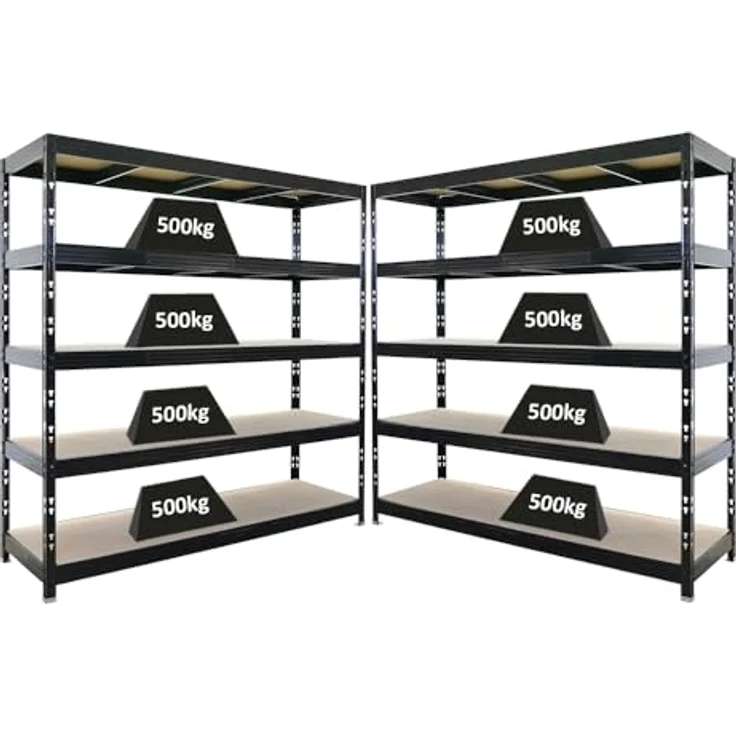 Proregal Schwerlastregal Mega Deal Profi RHINO, 200 x 200 x 60 cm, Traglast 500 kg pro Boden, 5 Böden, Schwarz – Bild 1
