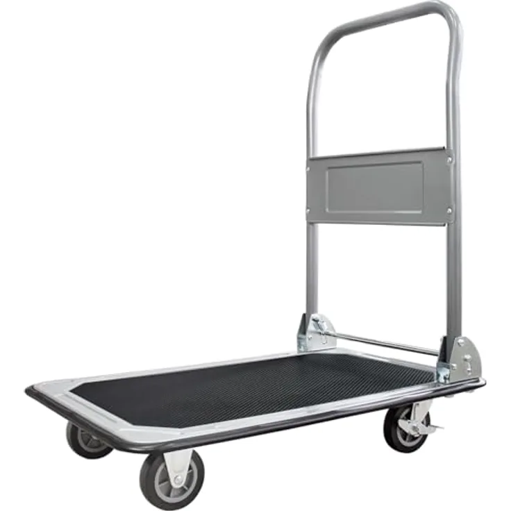Trucky Klappbarer Transportwagen, Plattformwagen für 150 kg Nutzlast, schwarz/grau