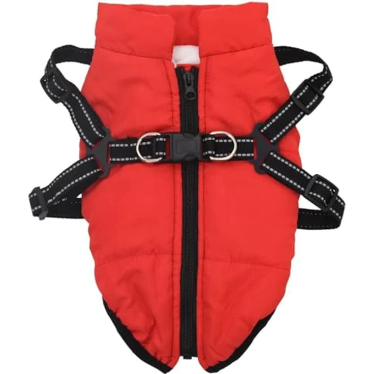 vidaXL Hundemantel mit Geschirr Wasserdicht Reflektierend Rot M – Bild 4
