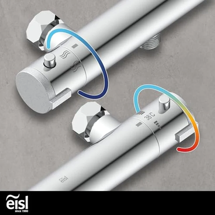 EISL CLAUDIO, Mischbatterie mit Thermostat, Thermostatarmatur mit Sicherheitssperre bei 38°C, Duscharmatur mit Wassersparfunktion, CLT168ACR, Chrom_2, Hochdruck – Bild 2