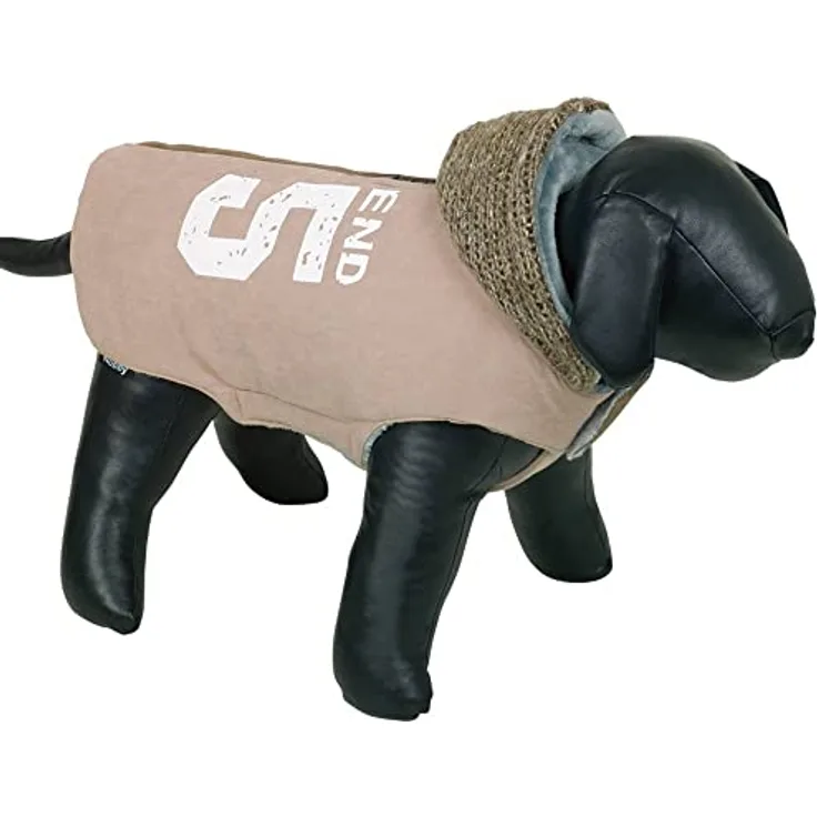 Nobby Hundemantel DEPEND, brau-beige, 26 cm, 1 Stück - Leichter Stoff, gefüttert mit Softplüsch, mit Klettverschluss
