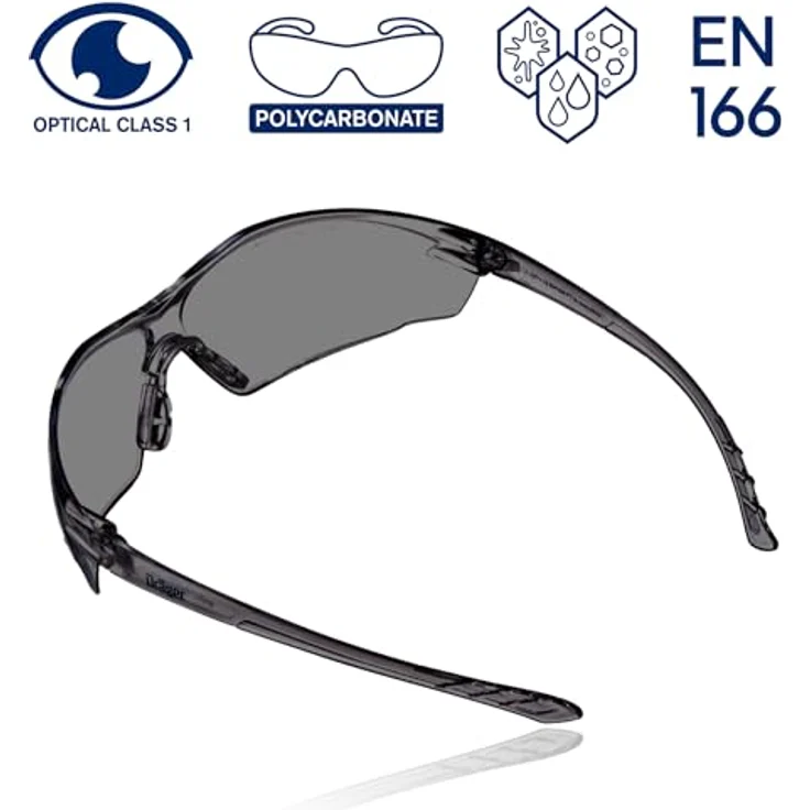 Dräger Schutzbrille X-pect 8321 | Leichte Sicherheitsbrille mit großem Sichtfeld | Für Baustelle, Werkstatt, Fahrrad-Fahren, Joggen | Getönt und beschlagfrei | 1 St. – Bild 3