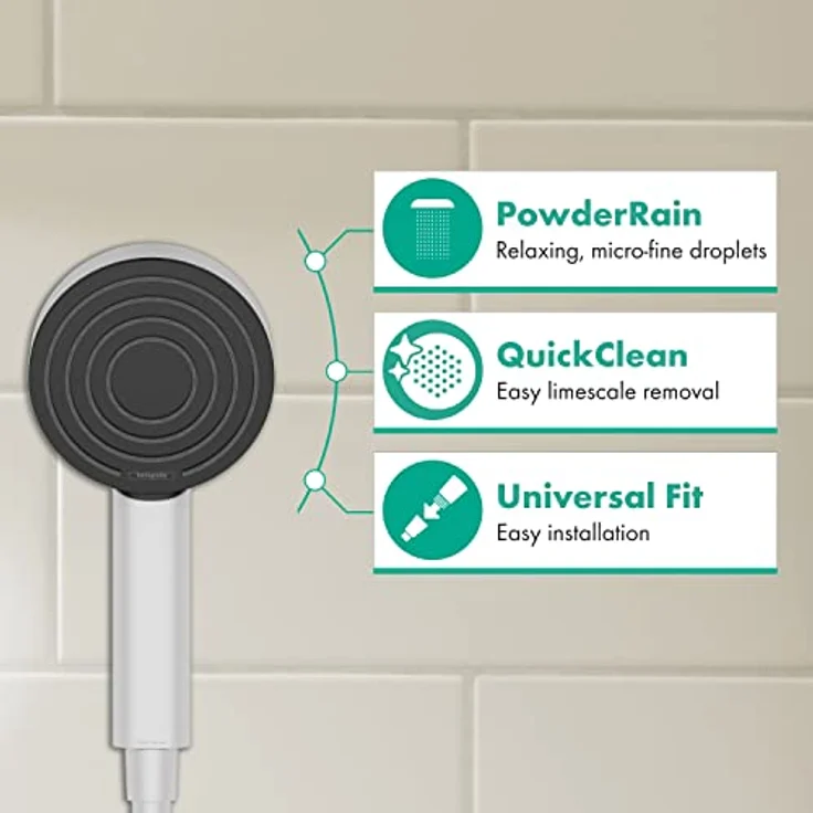 hansgrohe Pulsify S Handbrause 24120700, 105 mm Brausekopf, PowderRain, graphit – Bild 2