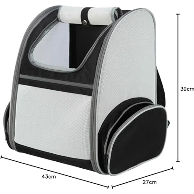 TRIXIE Tiertransporttasche Tier Transport Rucksack CHLOE, Polyester, belastbar bis zu 8 kg, Lammfell-Optik, großflächige Netzeinsätze – Bild 2