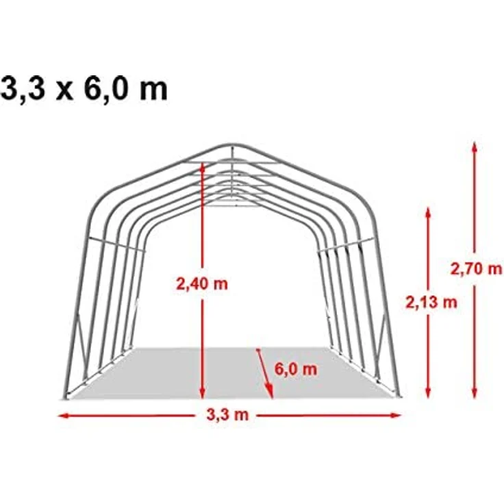 TOOLPORT Garagenzelt Carport 3,3 x 6,0 m, dunkelgrün, mit PROFI PVC Plane, 100% wasserdicht, mobile Garage mit stabiler Stahlkonstruktion – Bild 4
