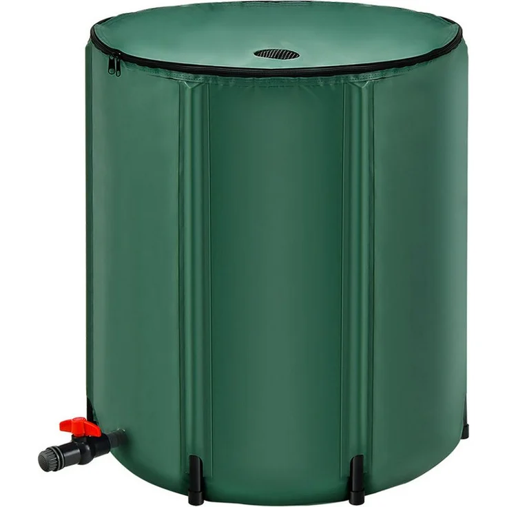 COSTWAY Regentonne, faltbar aus PVC, 200L, mit Überlaufventil, grün, φ60x70cm
