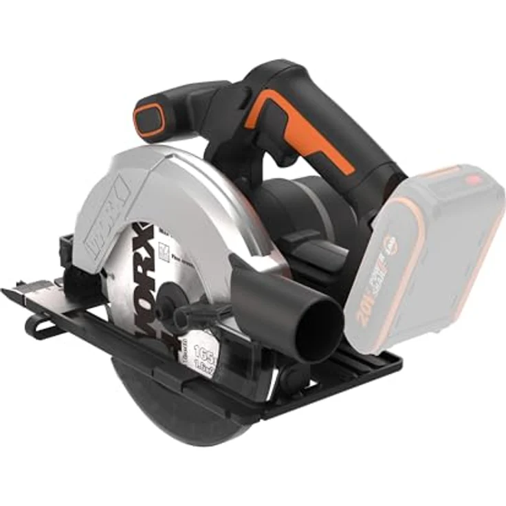 WORX WX526.9 Akku-Kreissäge 20V – 165mm Sägeblatt – werkzeuglose 0-50° Neigungswinkel Einstellung – kompaktes Design – Absaug-Adapter – Bild 2