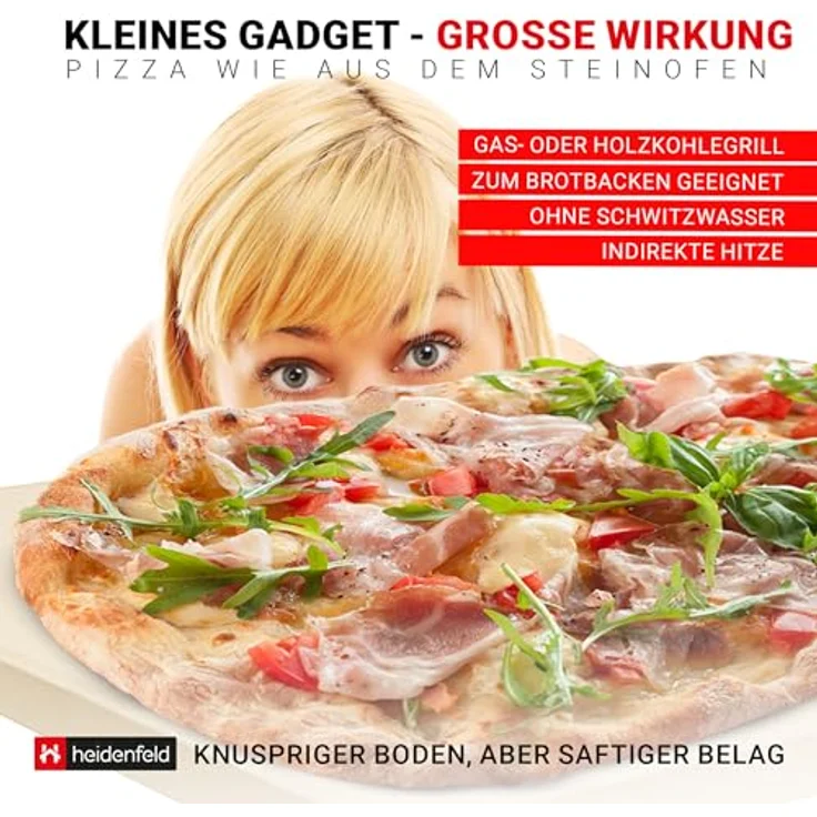 Heidenfeld XXL Pizzastein, rechteckig 46.5 x 35.5 cm aus Cordierit, ideal für Backofen & Grill, Pizzamaker und Schamottstein – Bild 3