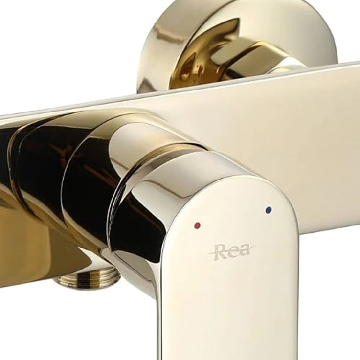 Rea Duscharmatur URBAN GOLD Einhebel Brausebatterie mit Duschkopf aus Messing Mischbatterie für Dusche Brausearmatur Bad (helles gold) – Bild 3