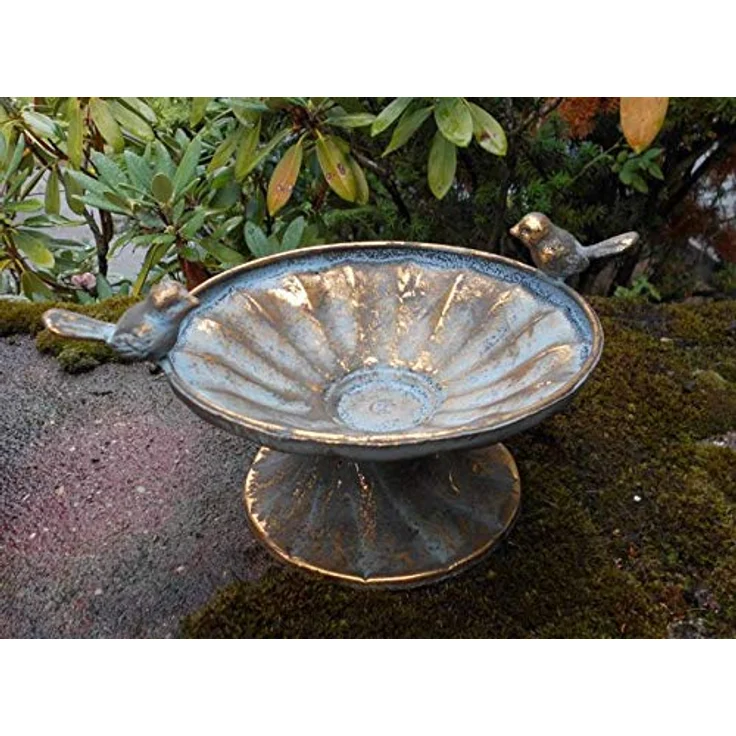 Deko-Impression Prunkvolle,edle Vogeltränke Wasserstelle Schale Gold-grün-antik 26 cm – Bild 1