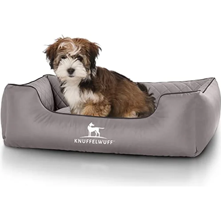 Knuffelwuff Hundebett Kunstleder Hundekorb Hundesofa Hundekissen Hundekörbchen waschbar Milan, M-L 85 x 63cm, grau - Exzellente Formstabilität, hochwertige Materialien, abnehmbarer Bezug – Bild 1