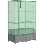 vidaXL Hochbeet mit Gewächshaus-Aufsatz Rattan-Optik 80x40x138 cm, Stabiler Rahmen, wasserfeste Abdeckung, Rattan-Look