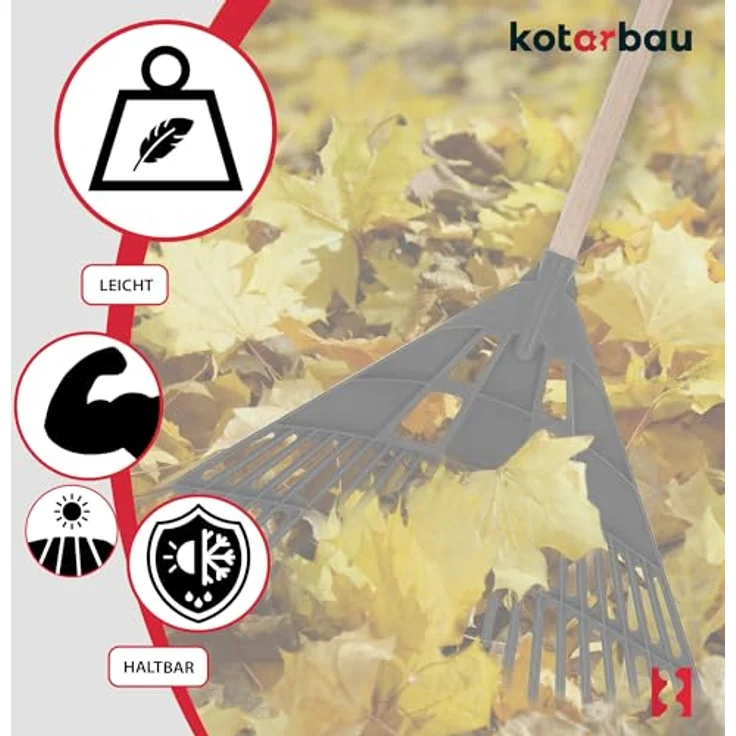 KOTARBAU® Laubrechen Kunststoff 61 cm - ohne Stiel - vielseitiger Laubbesen für Herbstlaub & Heckenschnitt - recycelter Kunststoff - schwarz – Bild 5