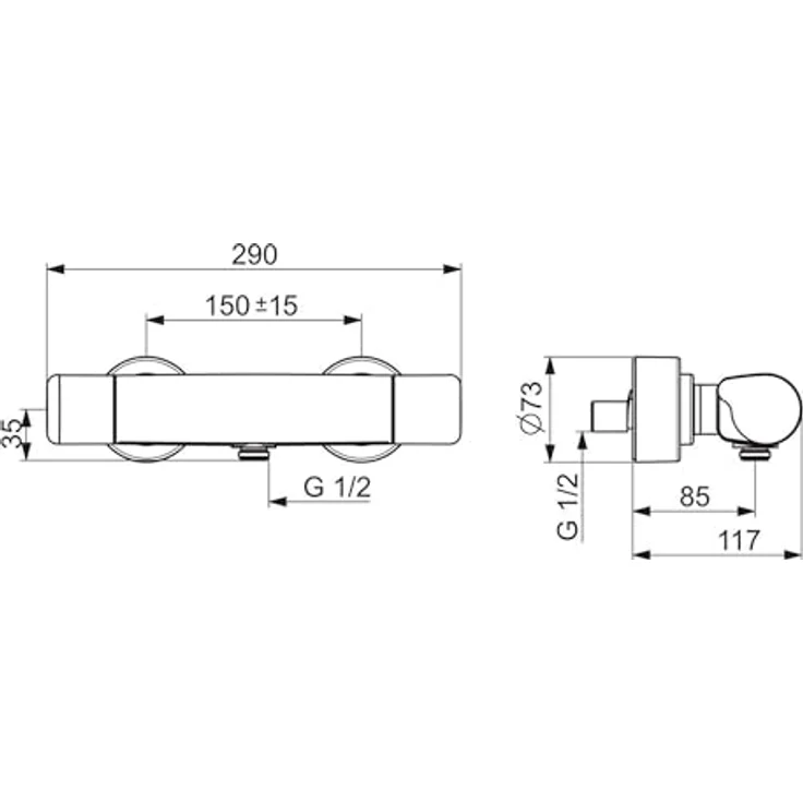 Hansa Care Brause-Thermostat-Batterie, Duscharmatur in Chrom mit Sicherheitsverriegelung gegen Verbrühungen – Bild 2
