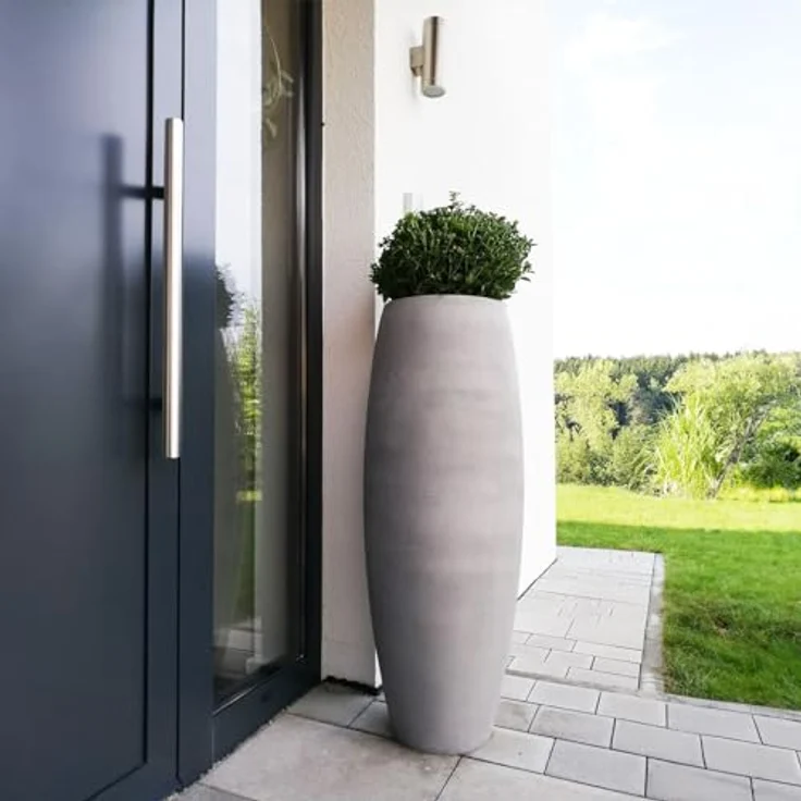 VIVANNO Pflanzkübel Bodenvase Fiberglas Magnum, Beton-Design Grau, 100x29 cm, wetterfest und frostsicher für innen und außen – Bild 3