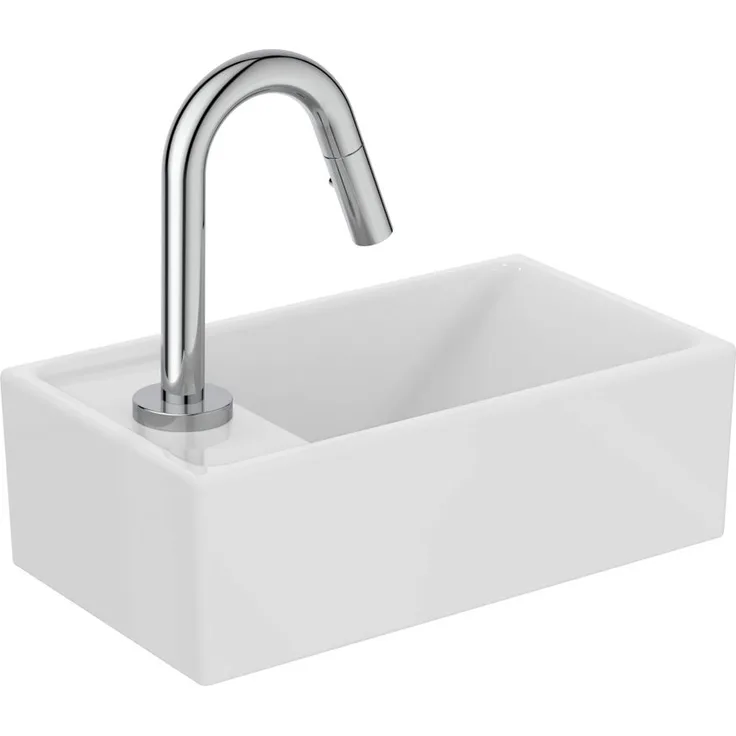 Ideal Standard HWB-Paket mit Standventi Eurovit+ und Idealstream, Ablage links, Weiß und Chrom, Handwaschbecken
