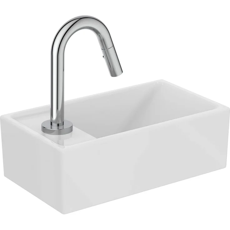 Ideal Standard HWB-Paket mit Standventi Eurovit+ und Idealstream, Ablage links, Weiß und Chrom, Handwaschbecken
