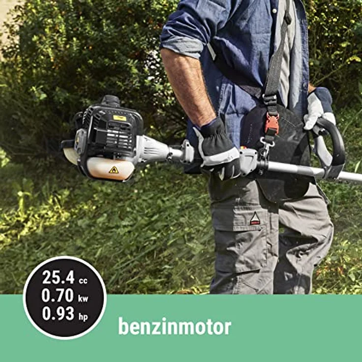 Alpina-Garden Benzin-Motorsense AMT 26 - 5 in 1, 25.5 cm Arbeitsbreite Messer, 43 cm Arbeitsbreite Faden, Set, mit Heckenscheren- und Hochentasteraufsatz – Bild 4