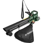 Parkside Akku-Laubbläser 40 V Akku-Laubsauger PLSBA 40-Li A1, 3-in-1 Funktion, 6-stufige Drehzahlregulierung, 40-Liter Fangsack in Grün