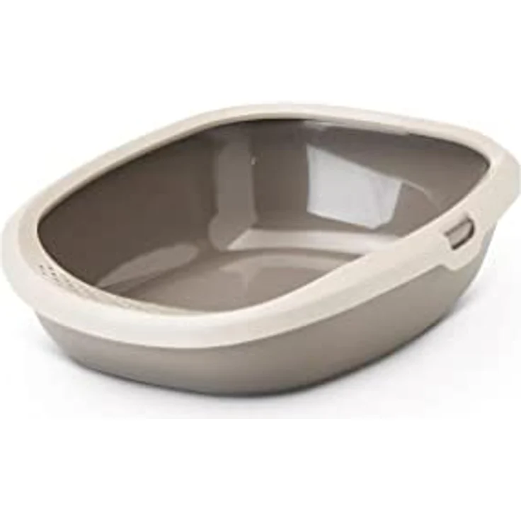 Savic Katzentoilette Gizmo Taupe, 44x35,5x12,5 cm, aus recyceltem Material, mit abnehmbarem Rand, Grau – Bild 1