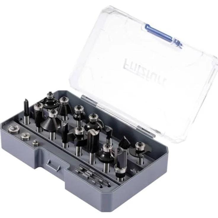 FRITZFURT 2801-8015 Frässet Carbonstahl 20-teilig, Hartmetall-Oberfräser für präzises Schneiden mit 8 mm Schaft – Bild 1