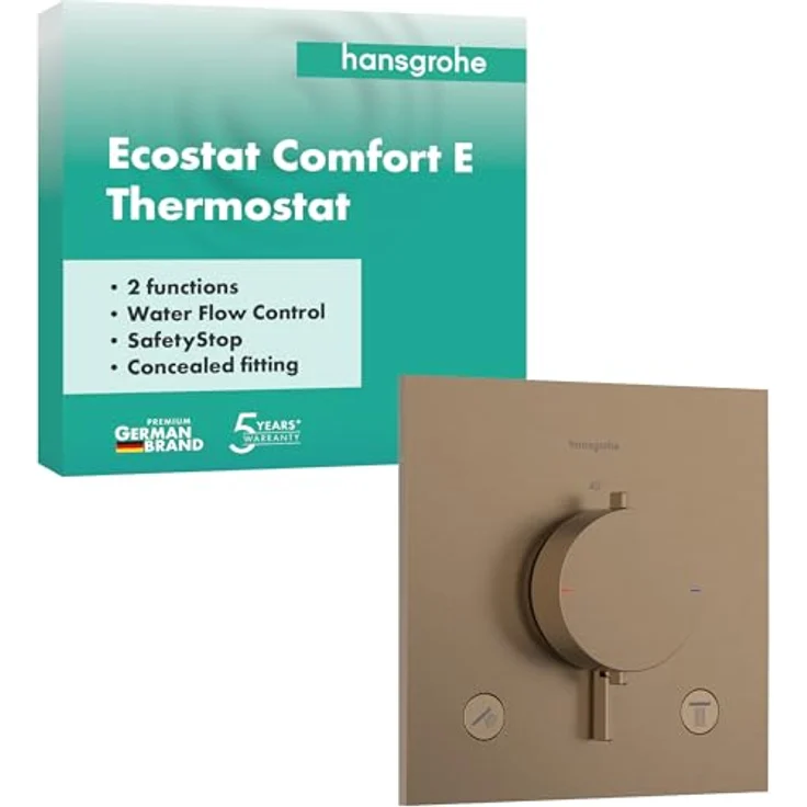hansgrohe Ecostat Comfort E Duschthermostat Unterputz, Mischbatterie mit SafetyStop bei 40°C für 2 Verbraucher, Brushed Bronze, 33711140 – Bild 1