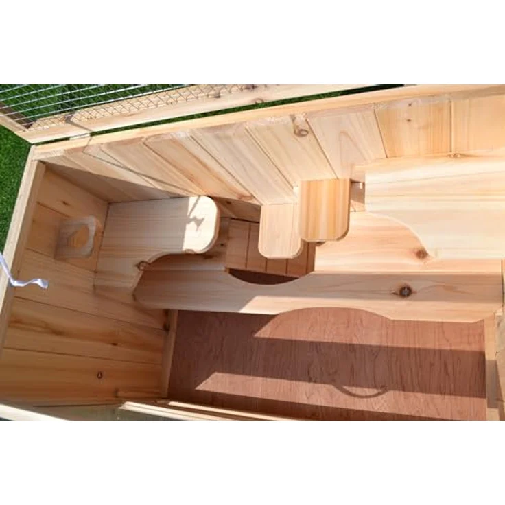 Mucola Kleintierkäfig 60x35x42 cm, 5-stöckiges Holz-Kleintiergehege mit aufklappbarem Deckel für Hamster und Mäuse – Bild 4