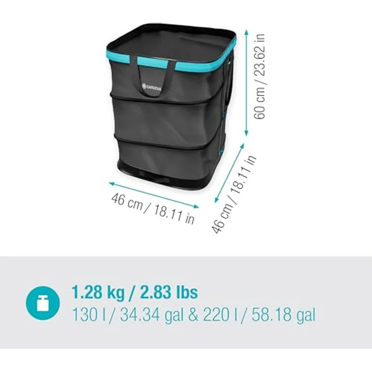 Gardena Gartenabfallsack PopUp Size M: Rechteckiger, nutzerfreundlicher, faltbarer Abfallsack für den Garten, 130 l Volumen, zum Aufsammeln von Grünabfällen (11715-20) – Bild 3