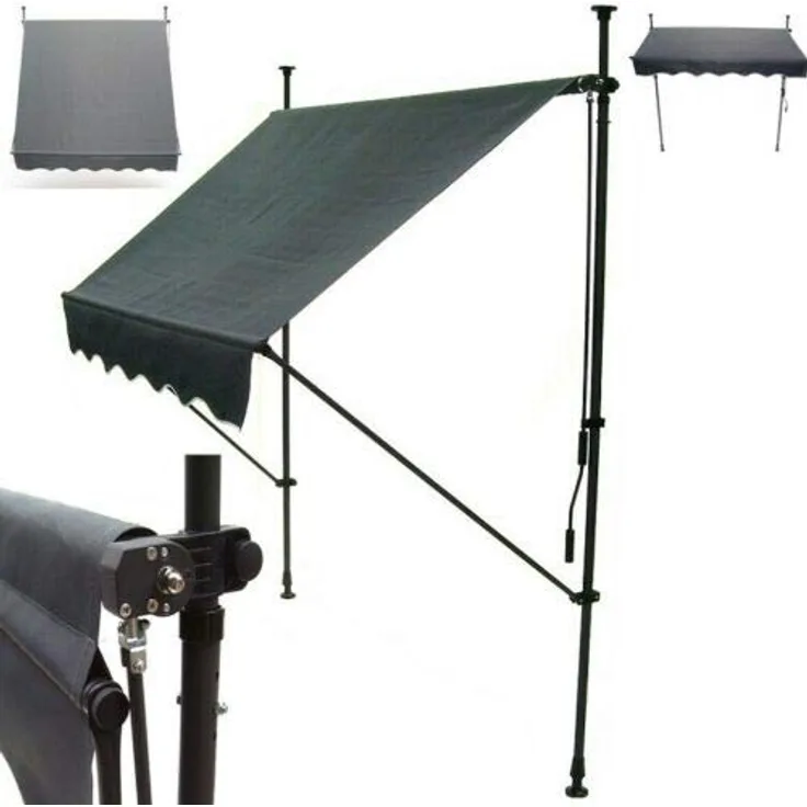 D&L Markise Klemmmarkise 250cm Balkonmarkise Sonnenschutz Handkurbel 56012 Einziehbar, Höhenverstellbar, manuell