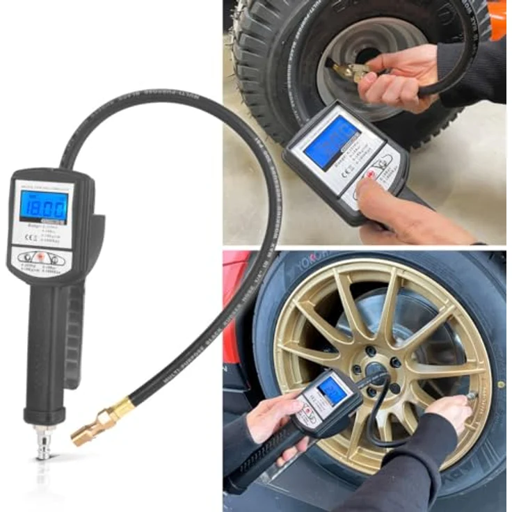 Stahlwerk Digitale Druckluft-Reifenfüllpistole DRP-18 ST, Messbereich 0-18 Bar, LCD-Display, ergonomisches Design, 590 mm Füllschlauch – Bild 8