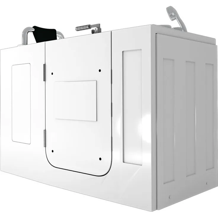AcquaVapore Whirlpool-Badewanne S07WP-A-L 140x76cm, Tür, mit glasfaserverstärktem Sanitär-Acryl, 8 Düsen