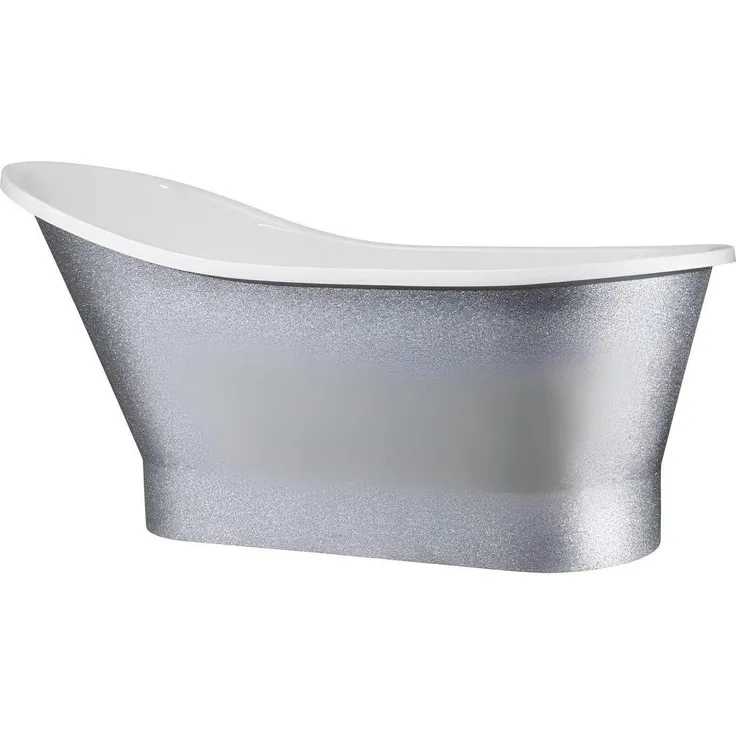 Xlmoebel Freistehende Badewanne, Elegante Acrylwanne in Silber, Hergestellt in Europa, 58 cm Breite, 68 cm Höhe