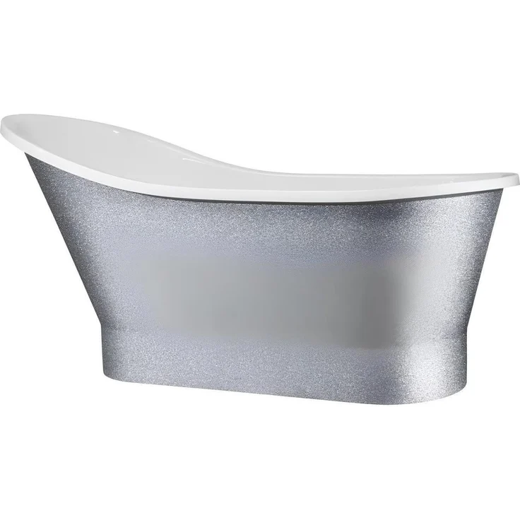 Xlmoebel Freistehende Badewanne, Elegante Acrylwanne in Silber, Hergestellt in Europa, 58 cm Breite, 68 cm Höhe